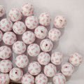 Printed Bubblegum Beads 20mm Pink Ribbon Design 10pcs