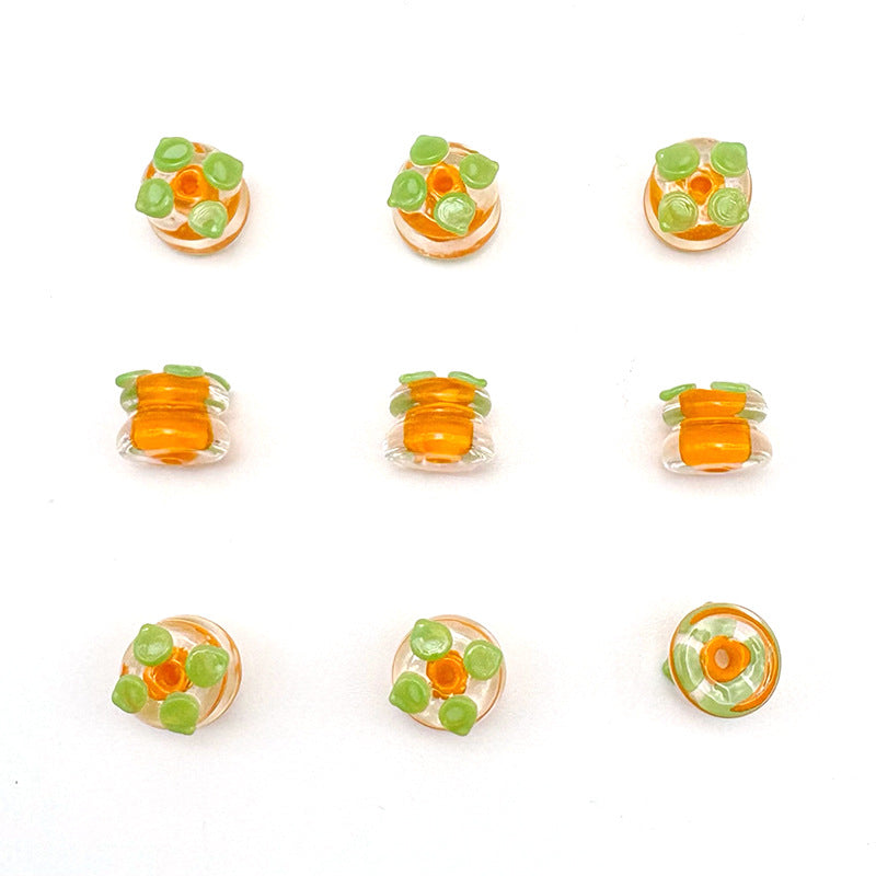 Lampwork Glass Beads Persimmon 10mm Hand Painted Transparent Double-Layer 10pcs 2