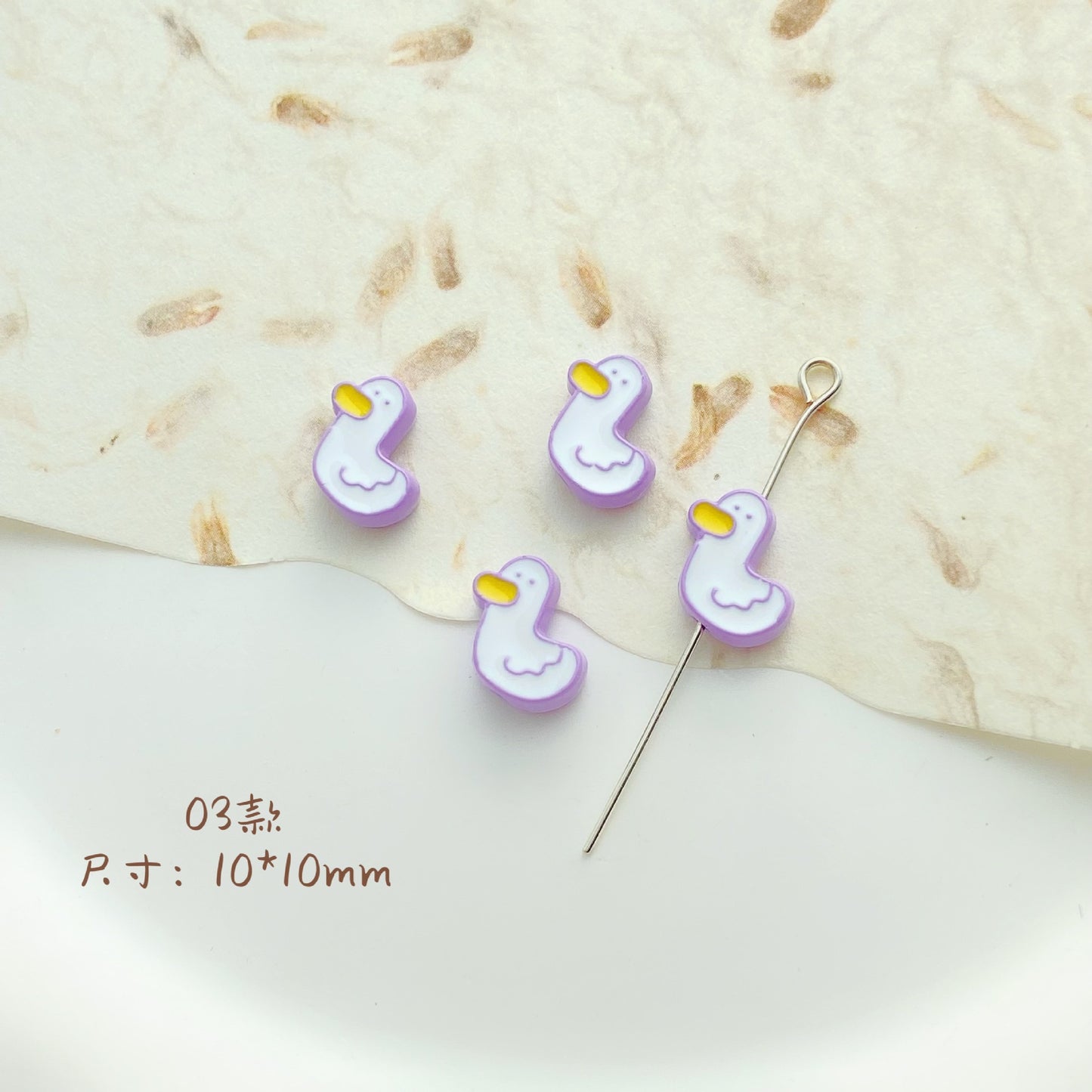 Cat Strawberry Moon Metal Beads Purple Tone Baking Painted 10pcs 5