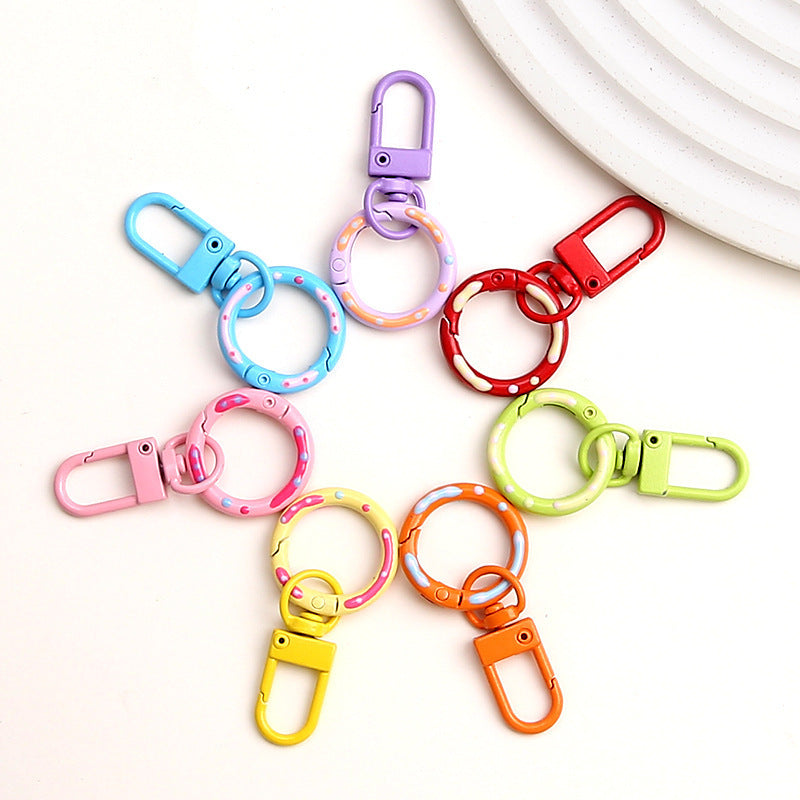 Zinc Alloy Donut Keychain Clasps Spray Painted Hand Paint 51mm 10pcs 4