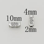 Tube Metal Beads 10mm Tibetan Geometric Circle Patterned 1pc 6