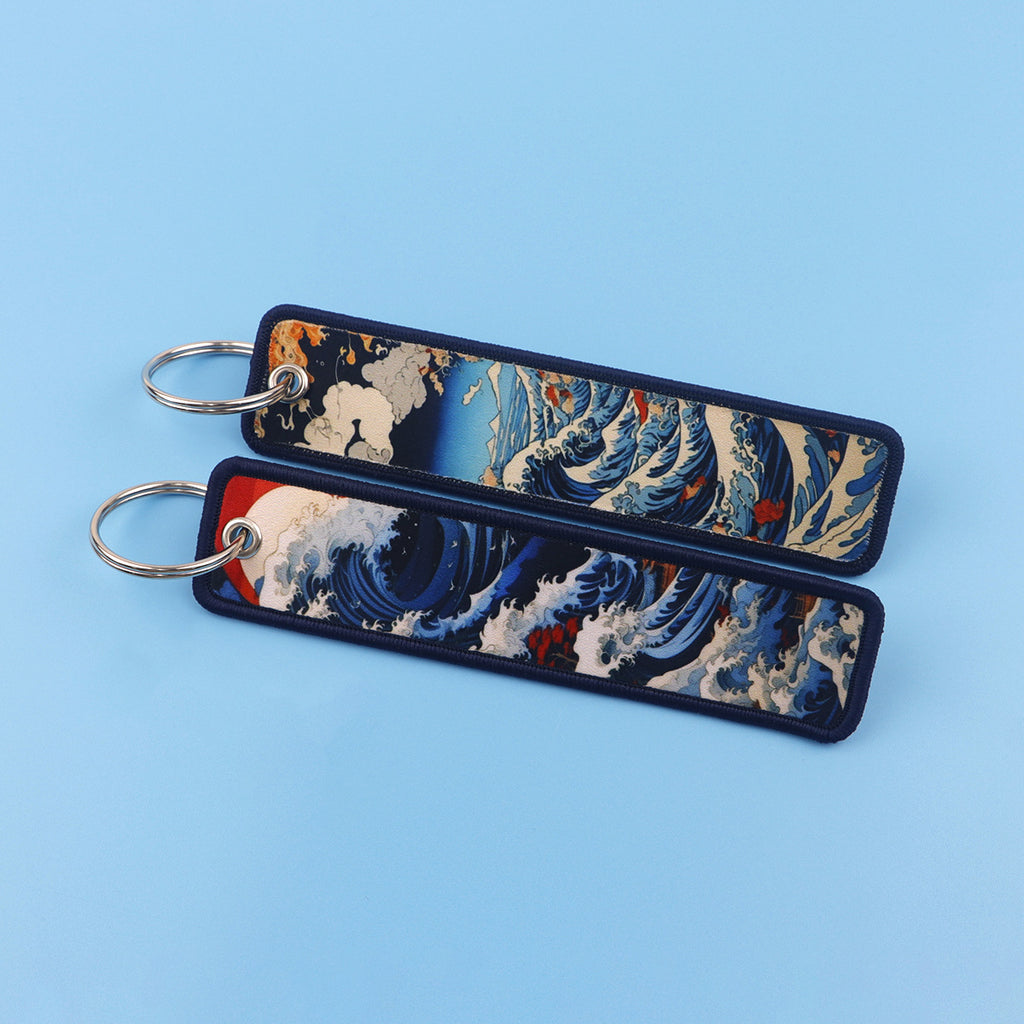 Double Sided Ukiyo Fabric Lanyard Keychain Japanese Motif 2pcs 4