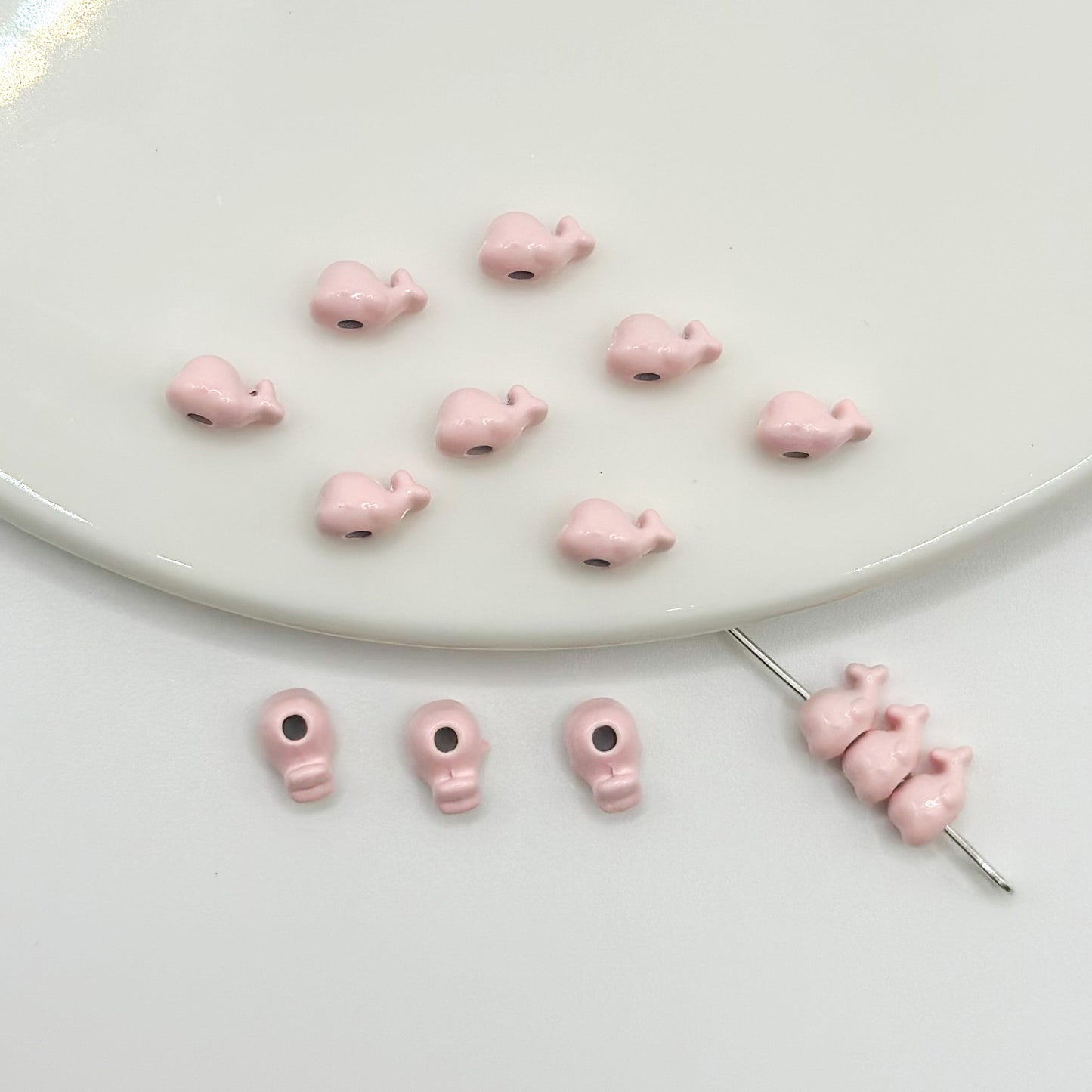 Whale Metal Beads 8mm Baking Painted Colorful 50pcs 7