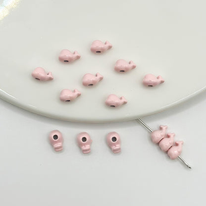 Whale Metal Beads 8mm Baking Painted Colorful 50pcs 7
