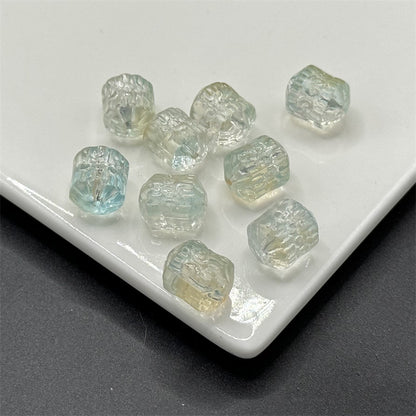 Electroplated Transparent Glass Beads 12mm Etched Rainbow Pattern 100pcs 3