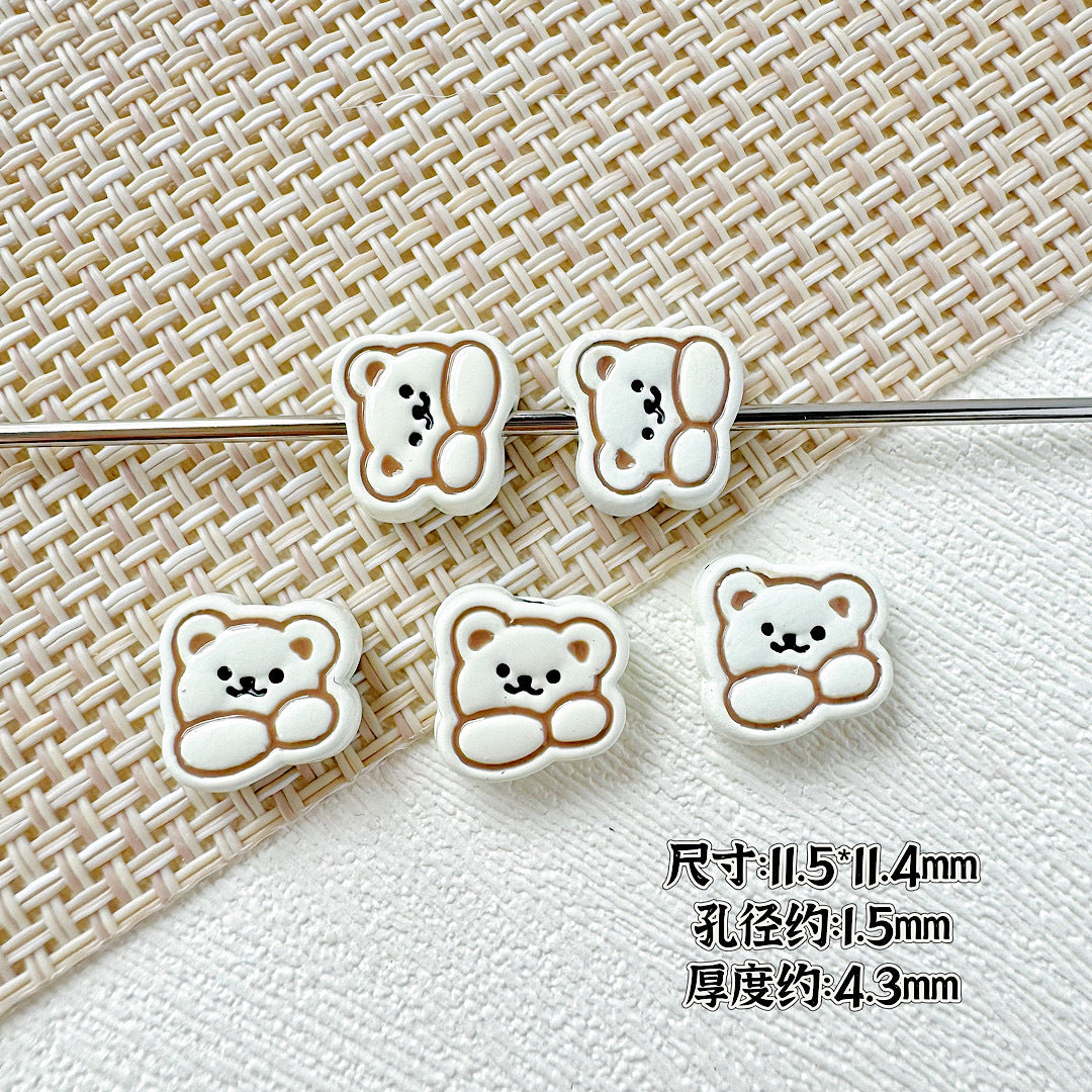 Rabbit and Bear Painted Metal Beads Glossy Finish Bulk 10pcs 15