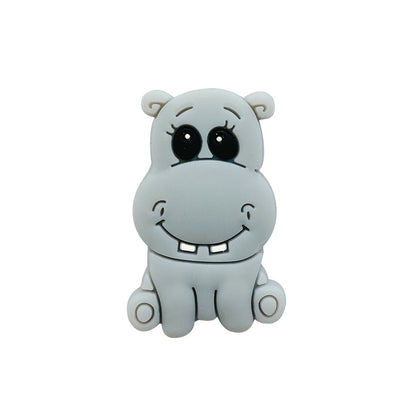 Silicone Focal Beads Hippo Friendly Face Pastel Colors 20pcs 6