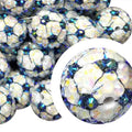 Plated Bubblegum Beads 20mm Football Pattern Rhinestone Sparkle 10pcs