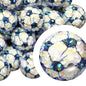 Plated Bubblegum Beads 20mm Football Pattern Rhinestone Sparkle 10pcs
