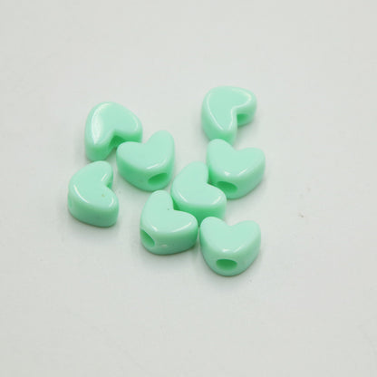 Macaron Colored Heart Acrylic Beads 12mm Large Hole Pastel 100pcs 9