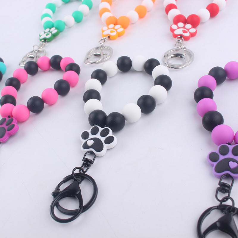 Silicone Dog Claw Bead Wristlet Keychain Pet Lover Charm 2