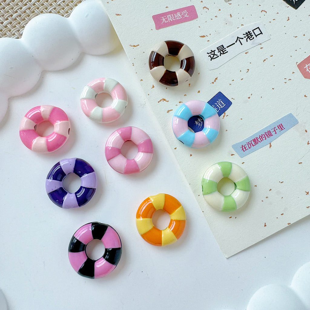 Swimming Ring Metal Beads 14mm Two-Tone Enamel Painted 10pcs 4