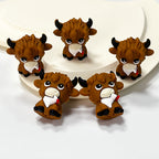 Silicone 3D Focal Beads Highland Cattle Rustic Brown Animal Design