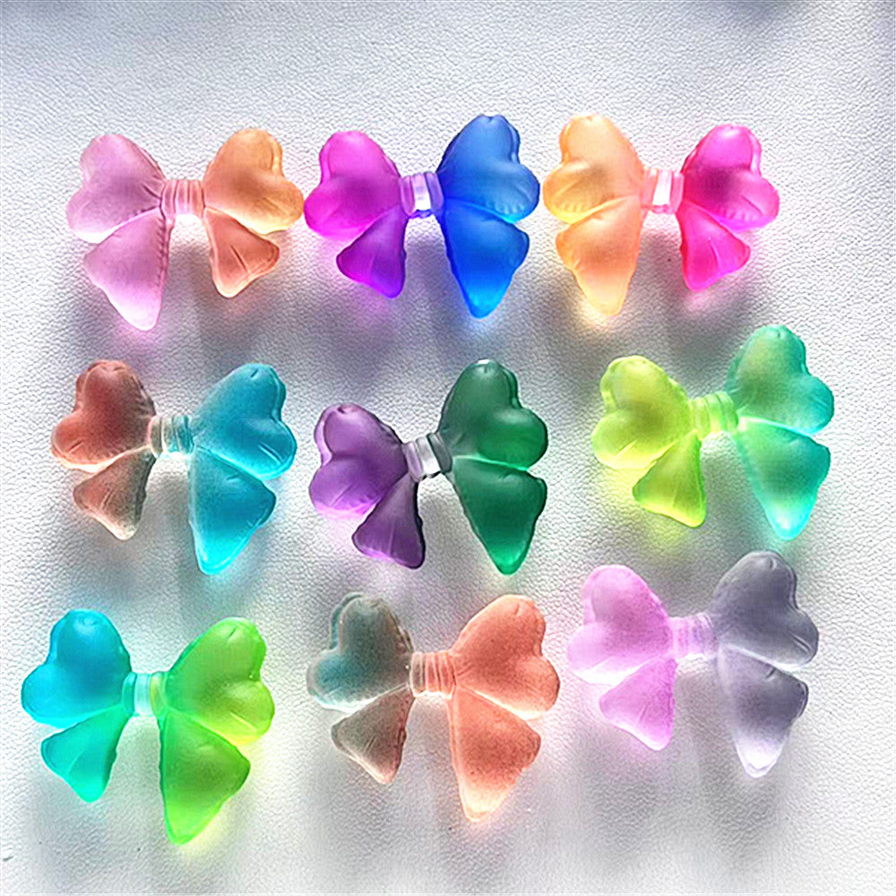 Matte Dual Color Bow Acrylic Beads 32mm Heart Shaped Loops 50pcs 6