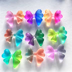 Matte Dual Color Bow Acrylic Beads 32mm Heart Shaped Loops 50pcs 6
