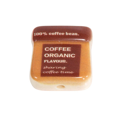 Square Acrylic Beads 19mm Coffee Bag Design 10pcs 7