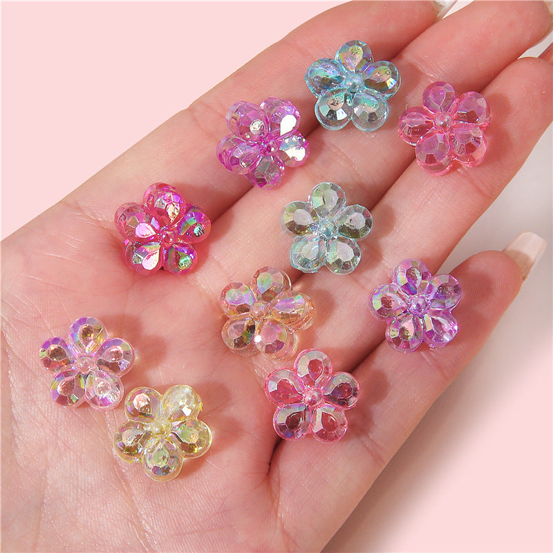 Transparent Flower Acrylic Beads 15x18mm Iridescent Pastel 40pcs 4
