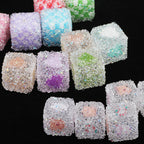 Crystallized Sugar Texture Heart Acrylic Beads 16mm Colorful 10pcs