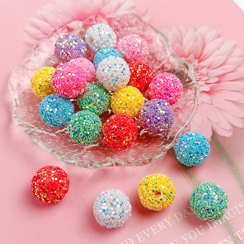 Glitter Bubblegum Beads 16mm Colorful Iridescent Sparkle 1pc 4