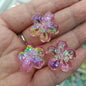 UV Plating Cherry Blossom Acrylic Beads 23mm Transparent Colorful 100pcs 3