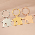 Creative Stainless Steel House Shape Keychain Silver Gold Rose Gold 3