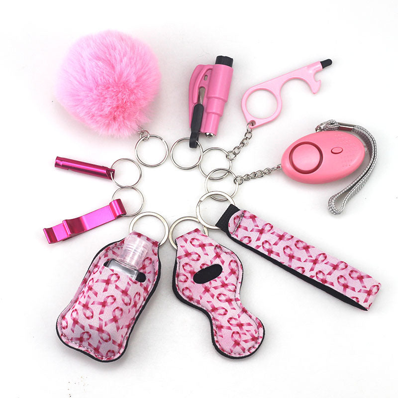 Self Defense Alarm Pompom Keychain Outdoor Safety 10 Pack 28
