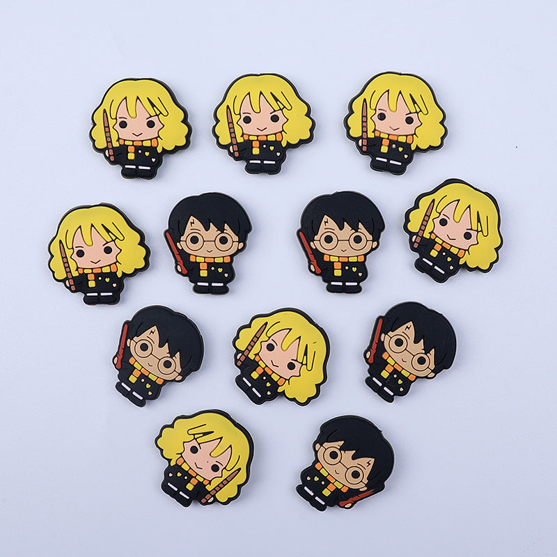 Silicone Focal Beads Anime Harry Potter Characters Holding Wands 20pcs 4