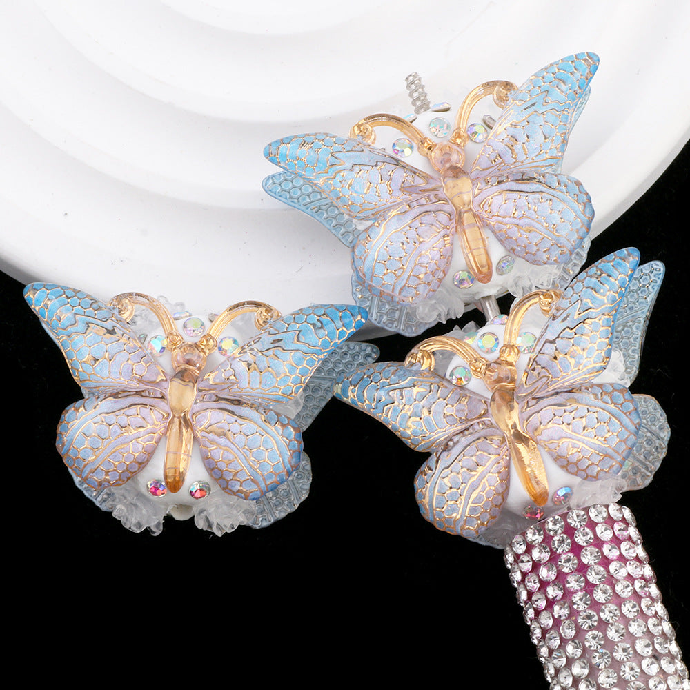 Vintage Radiant Butterfly Resin Beads 35mm Detailed Colorful 2pcs 18