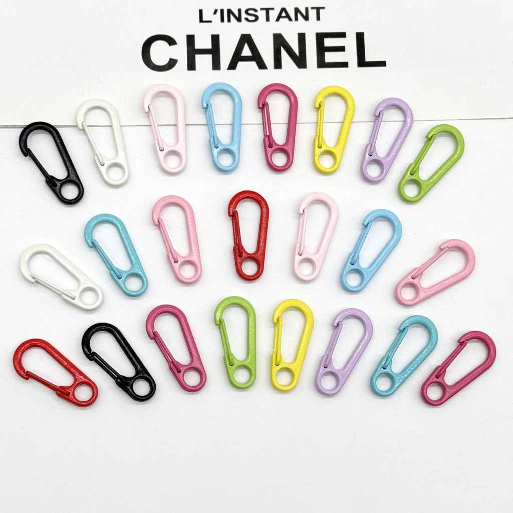 Colorful Clip Shaped Zinc Alloy Keychain Hooks 31mm 20pcs 6