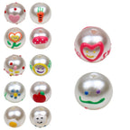 Hand Painted Acrylic Beads 12mm Enamel Cartoon Motifs 10pcs