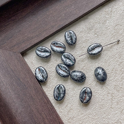 Vintage Czech Coffee Bean Lampwork Glass Beads 8x11mm 10pcs 11