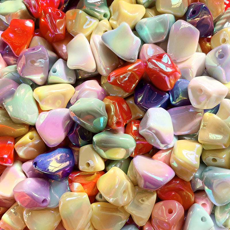 Plating Irregular Trapezoid Acrylic Beads 24mm Colorful Glossy 50pcs 6