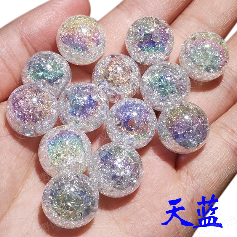 Colored Crackle Round Acrylic Beads 16mm Glossy Translucent 100pcs 2