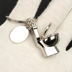 Mini Toilet Keychain Zinc Alloy Metal Silver Hinged Lid 3