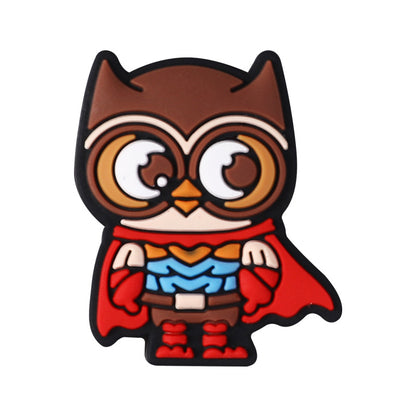 Silicone Focal Beads Owl Super Hero Wearing Mask and Cape 20pcs 8