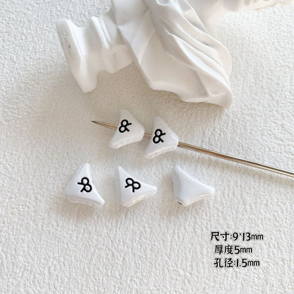 Baking Painted Black and White Metal Beads Quirky Shapes 10pcs 8
