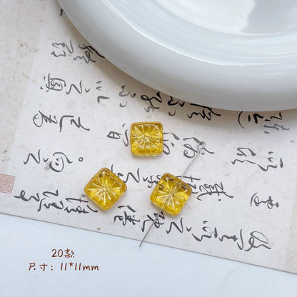 Lampwork Glass Beads Square 17mm Gilded Fireworks Pattern 10pcs 8