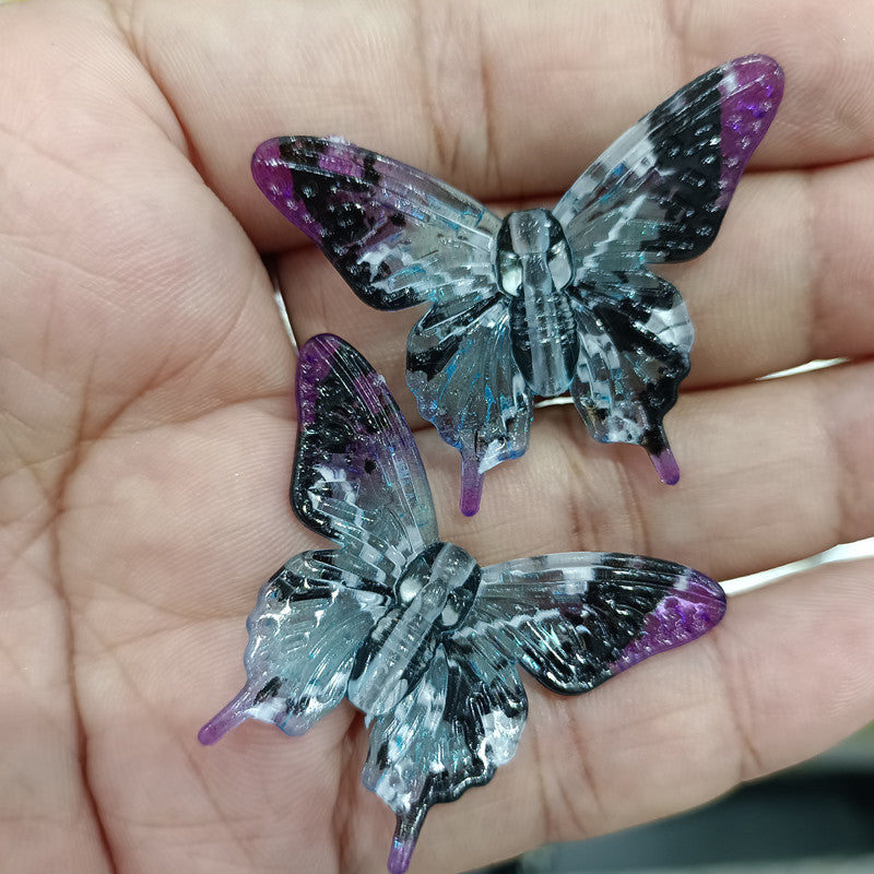 Transparent Swallowtail Acrylic Beads 25x45mm Colored Printing 100pcs 2