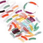 Curved Tube Acrylic Beads 32mm Translucent Mixed Colors 40pcs 2