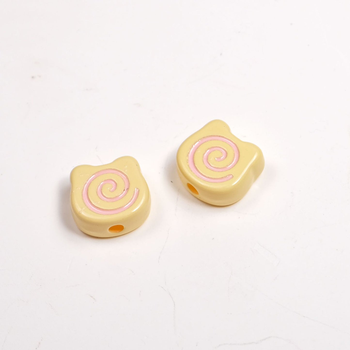 Painted Spiral Bear Acrylic Beads 11mm Colorful Glossy 50pcs 6