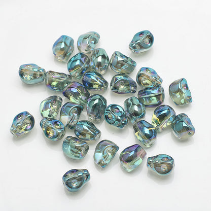 Electroplated Skull Head Glass Beads 8mm x 10mm Iridescent 30pcs 19