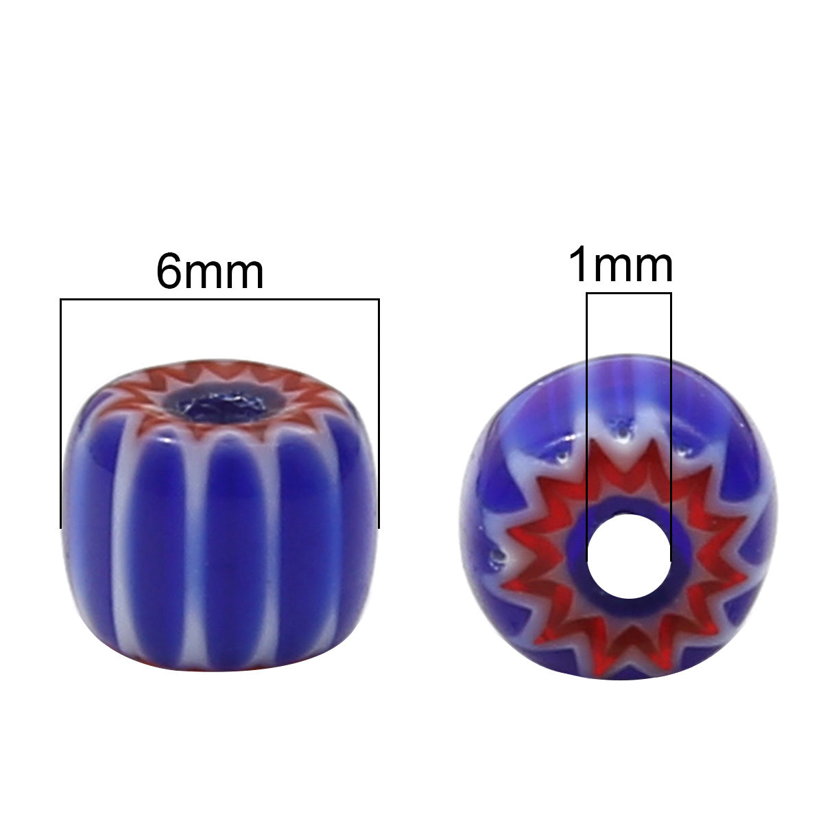 Glaze Millefiori Glass Beads 6mm Striped Colorful Glossy 10pcs 5