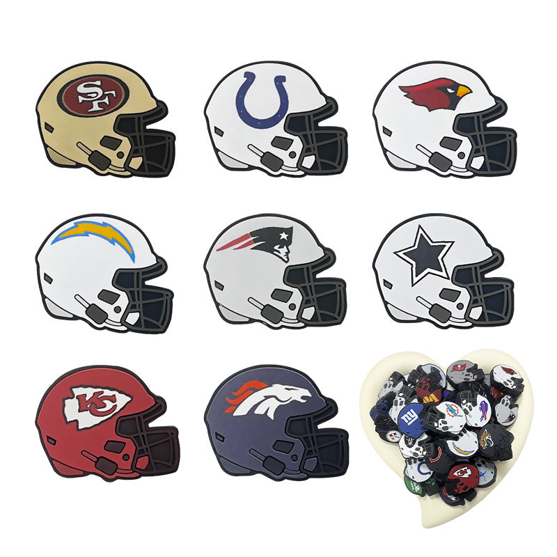 Silicone Focal Beads NFL Teams Helmet Printed Logos 20pcs