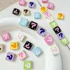 Square Metal Beads 11mm Painted Question Mark Design 20pcs 3