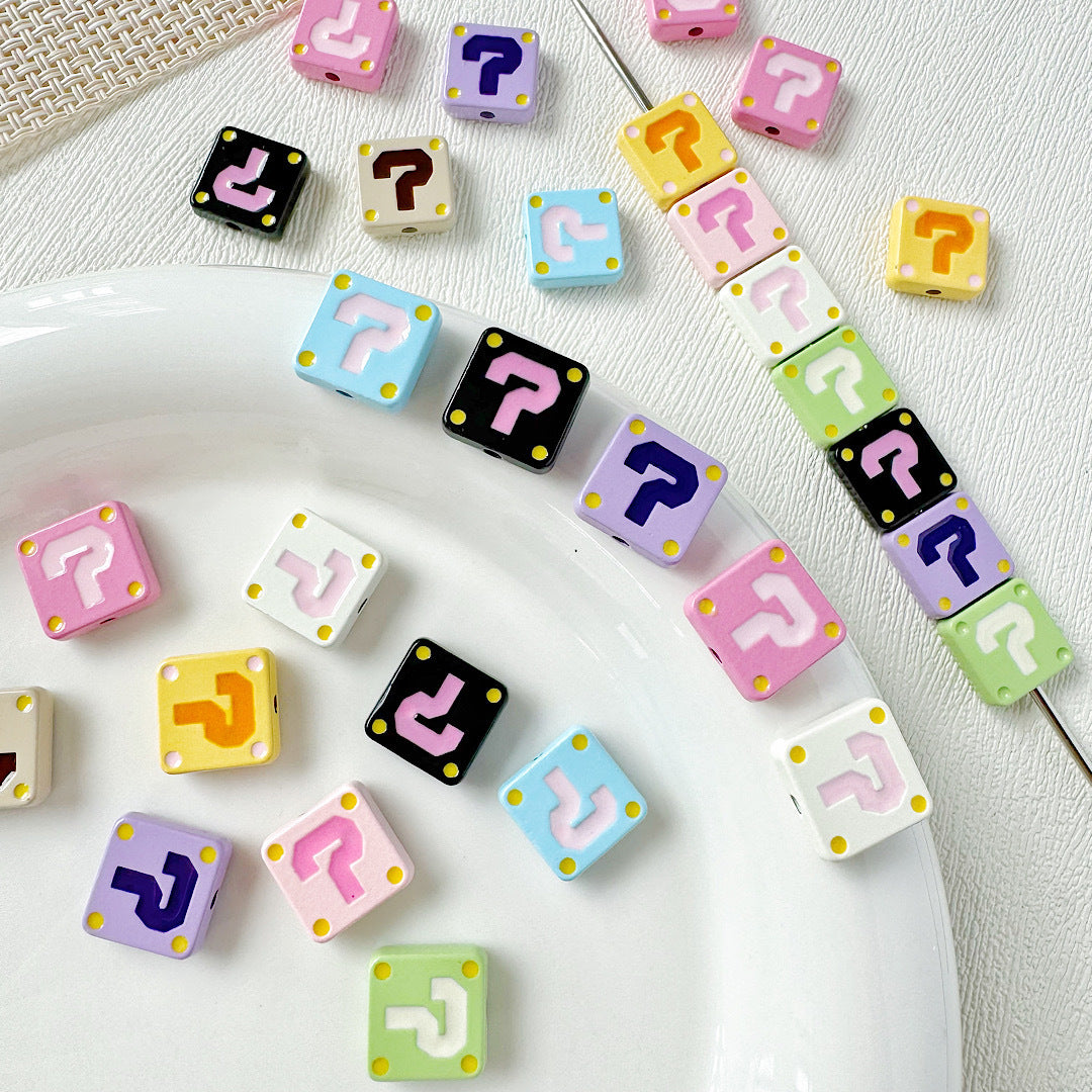 Square Metal Beads 11mm Painted Question Mark Design 20pcs 3