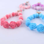 Rose Silicone Bead Wristlet Keychain Floral Charm Pastel Colors 4