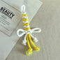 Dual Color Rope Braided Bow Crochet Keychain Polyester 4pcs 75mm 7