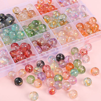 Ice Permeable Ink Dyeing Round Glass Beads 10mm Translucent Colors 30pcs