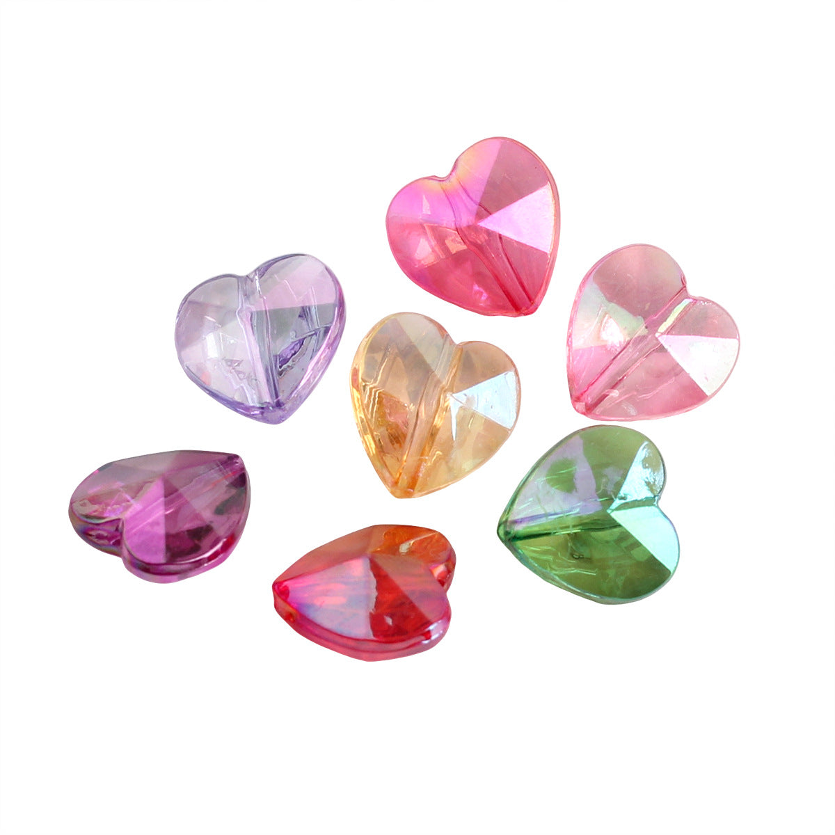 Plating Faceted Heart Acrylic Beads 13mm Transparent AB Colored 100pcs 5