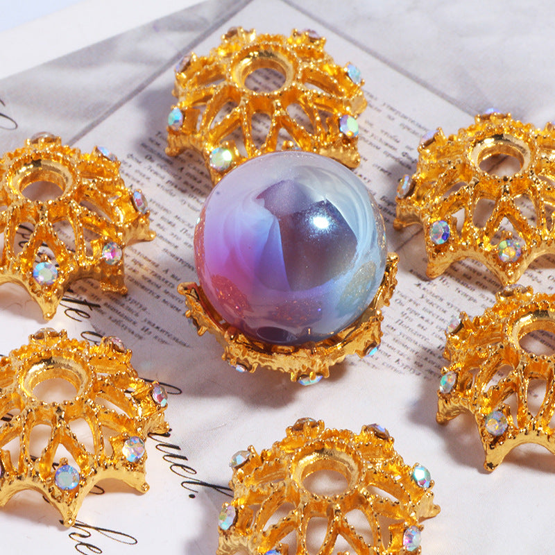 Alloy Rhinestone Bead Caps 17mm Inlaid Detailed 10pcs 8